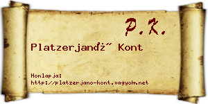 Platzerjanó Kont névjegykártya